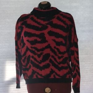 Vintage 80s Hot Pink and Black Patterned Women's Sweater